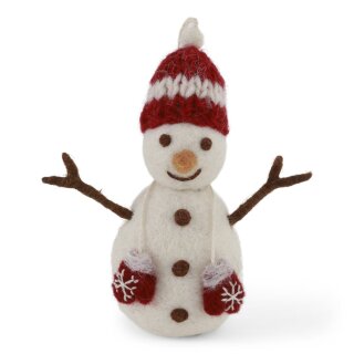 Schneemann, Mütze rot, Handschuhe, 10,5 cm