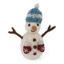 Schneemann, Mütze hellblau, Handschuhe, 10,5 cm