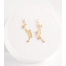 OHRSTECKER Zweig Zirkonia, Messing 18k vergoldet L 4cm