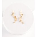 OHRSTECKER Zweig Zirkonia, Messing 18k vergoldet L 4cm