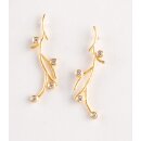 OHRSTECKER Zweig Zirkonia, Messing 18k vergoldet L 4cm