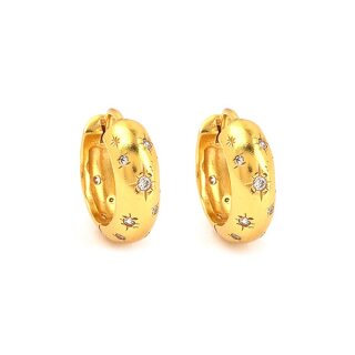 Creole, SHINY, Mini, 1,5 cm, Zirkonia, 22K vergoldet