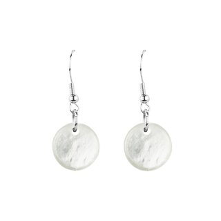 Ohrringe rund perlmutt weis, Capiz