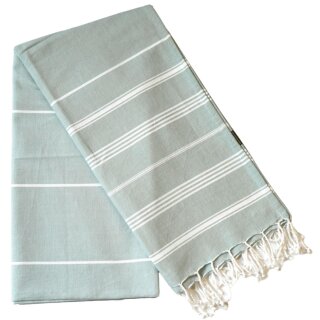 Fouta HAMMAM L weiß-eukalyptusblau
