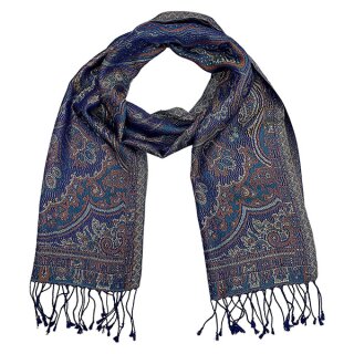 Schal PAISLEY, blau,  165x35cm, 100 % Seide