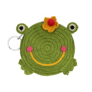 Hakeltaschchen FROSCHKONIG, mit Schlusselring, Baumwolle, ha