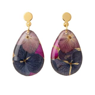 Ohrringe Drop BLUTEN Violett Tone, vergoldet