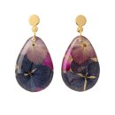 Ohrringe Drop BLUTEN Violett Tone, vergoldet