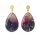 Ohrringe Drop BLUTEN Violett Tone, vergoldet