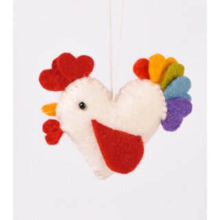ANHÄNGER Hahn, Filz, bunt, 8,5xH7cm
