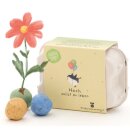 6 bunte Blumenmurmeln im Eierkarton "Hoch sollst du leben"