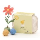 6 bunte Blumenmurmeln im Eierkarton "Hurra, du bist da"