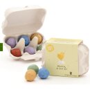 6 bunte Blumenmurmeln im Eierkarton "Hurra, du bist da"