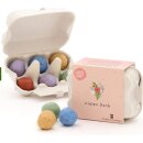 6 bunte Blumenmurmeln im Eierkarton "Vielen Dank"