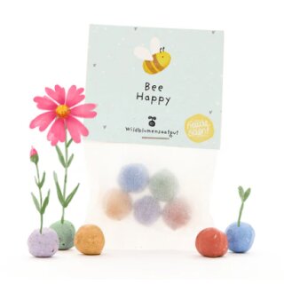 5 Blumenmurmeln im Tütchen "Bee Happy"