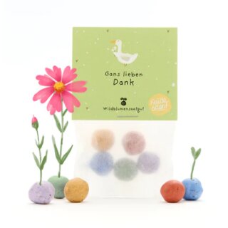 5 Blumenmurmeln im Tütchen "Gans lieben Dank"