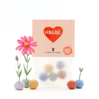 5 Blumenmurmeln im Tütchen "HDGDL" - Hab dich ganz doll lieb