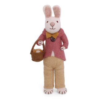 Hase XL weiß / Jacke, Fliege und Eierkorb, 27 cm