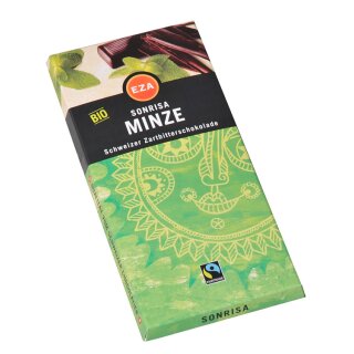 SONRISA Minze 80g kbA, Schweizer Zartbitterschokolade