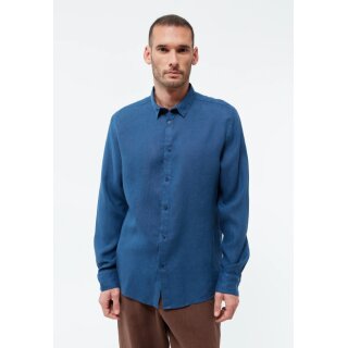 Langarmhemd KENT aus Leinen Blazing Blue