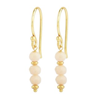 Ohrringe Chalcedon creme, 22K vergoldet