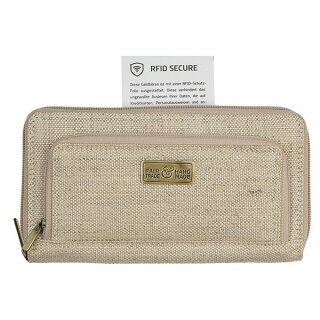 Brieftasche DIVA 19,5x10cm Hanf-Canvas natur RFiD sercure