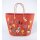 KORBTASCHE Blumenwiese rot, Raffia H40 x B50 x T25cm