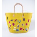 KORBTASCHE Blumenwiese gelb, Raffia H40 x B50 x T25cm