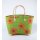 KORBTASCHE Blumen grün orange, Raffia H31 x B46 x T20cm
