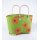 KORBTASCHE Blumen grün orange, Raffia H31 x B46 x T20cm