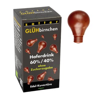 Glühbirnchen - 60% Kakao + 40% Haferdrink, ohne Zuckerzugabe (130g)