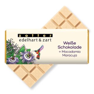 Weiße Schokolade + Macadamia / Maracuja