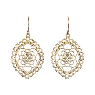 Ohrringe floral oval, Messing