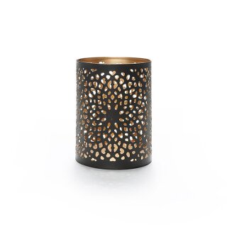 Windlicht 8x10cm DREAM CATCHER, schwarz-gold, Eisenblech
