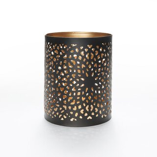 Windlicht 10x13cm, DREAM CATCHER, schwarz-gold, Eisenblech