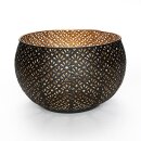 Windlicht 22x15cm, FLOWER BOWL, schwarz-gold, Eisenblech