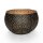Windlicht 22x15cm, FLOWER BOWL, schwarz-gold, Eisenblech