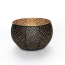 Windlicht 18x13 cm, FLOWER BOWL, schwarz-gold, Eisenblech