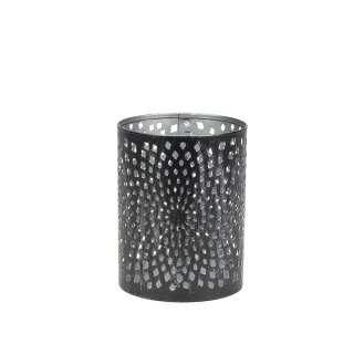 Windlicht 8x10 cm FOCUS, schwarz-silber, Eisenblech