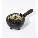 RÄUCHERPFANNE mit Deckel Eisen, mit Holzgriff...