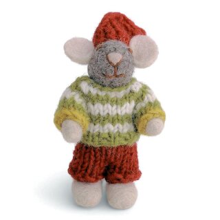 Baby Maus weiß, Pullover gestreift, 10 cm