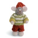 Baby Maus weiß, Pullover gestreift, 10 cm