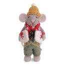 Maus grau, Weste & Schlittschuhe, 12 cm