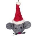 Baumschmuck SANTA MAUS 8cm grau, Wollfilz