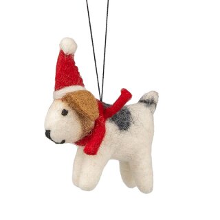 Dekoanhanger WEIHNACHTHUND, Wollfilz