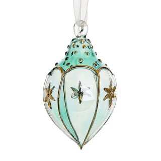 Glasdekoration 8cm Qamara, aqua-gold