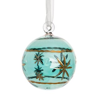 Glaskugel 6cm Aurelia, aqua-gold