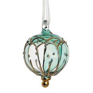 Glaskugel 5,5cm Dimah, aqua-gold