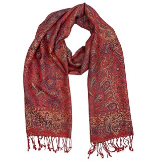 Schal PAISLEY, weinrot-blau, 190x54 cm, 100 % Seide