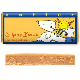 Zotter Schokolade, Schoko Biene mit Honigblättchen 70g